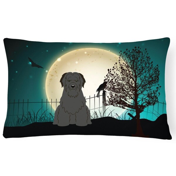 Carolines Treasures Halloween Scary Briard Black Canvas Fabric Decorative Pillow - BB2271PW1216