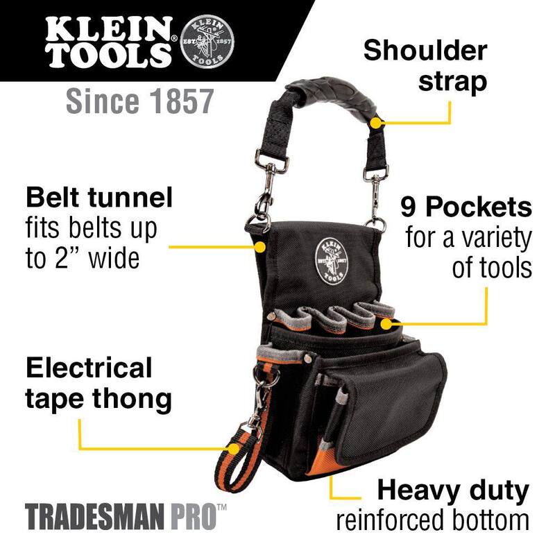 Klein Tools Tradesman Pro 7-1/2 in. 9-Pocket Tool Holster in Black - 5242