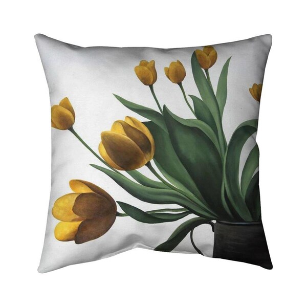Begin Home Decor 20 x 20 in. Yellow Tulips-Double Sided Print Indoor Pillow - 5541-2020-FL332