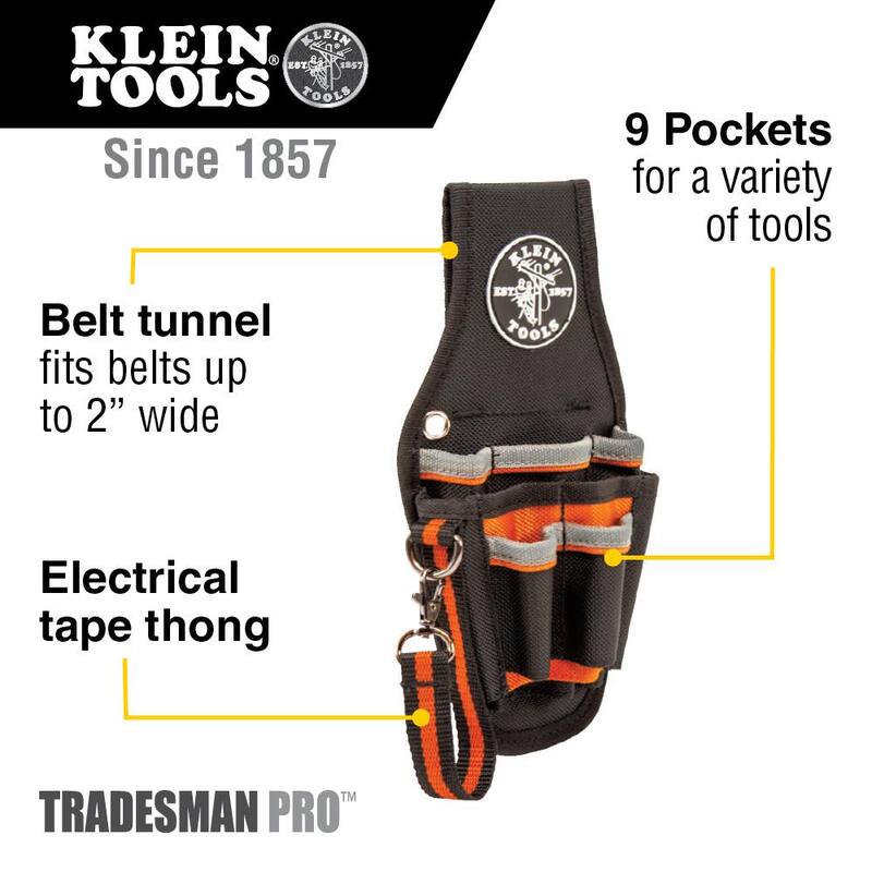 Klein Tools Tradesman Pro 5-1/2 in. 9-Pocket Small Tool Holster in Black - 5240