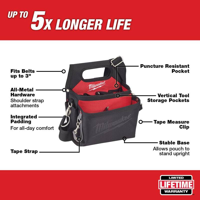 Milwaukee 15-Pocket Electricians Tool Pouch with Quick Adjust Belt and 25 ft. Compact Auto Lock Tape Measure - 48-22-8112-48-22-6825