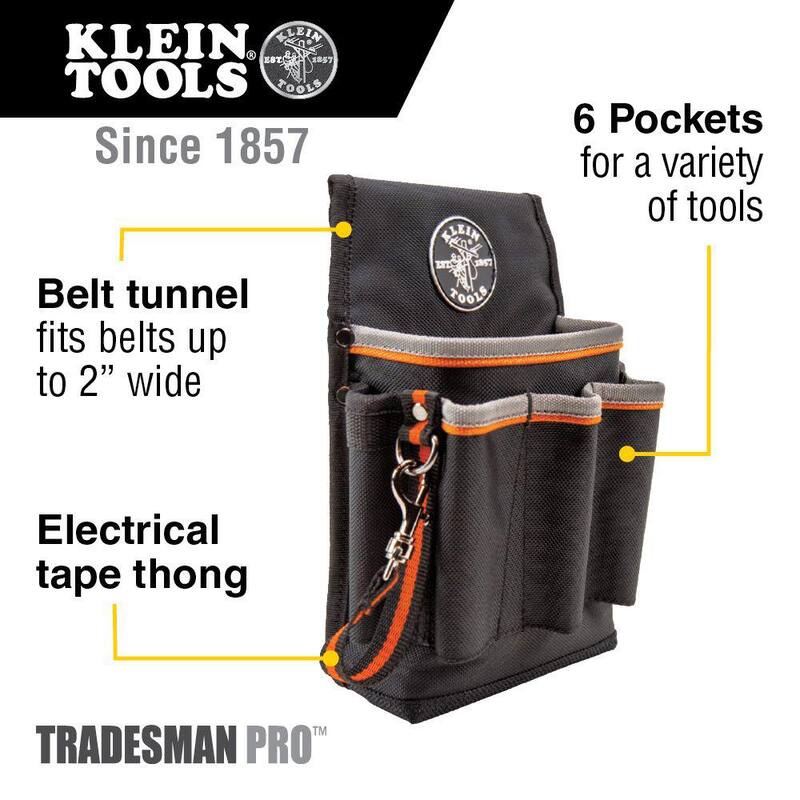 Klein Tools Tradesman Pro 6-3/4 in. 6-Pocket Tool Holster in Black - 5241