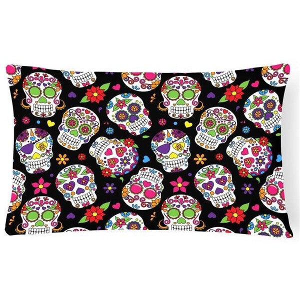 Carolines Treasures Carolines Treasures BB5116PW1216 Day of the Dead Black Canvas Fabric Decorative Pillow - BB5116PW1216