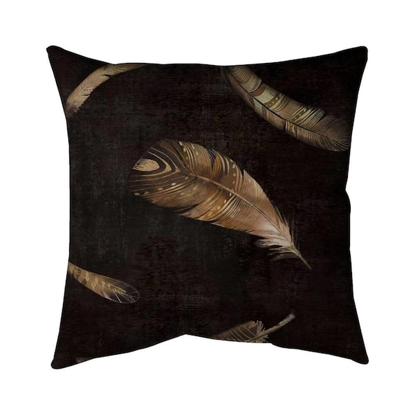 Fondo 20 x 20 in. Golden Feathers-Double Sided Print Indoor Pillow - FO2791686
