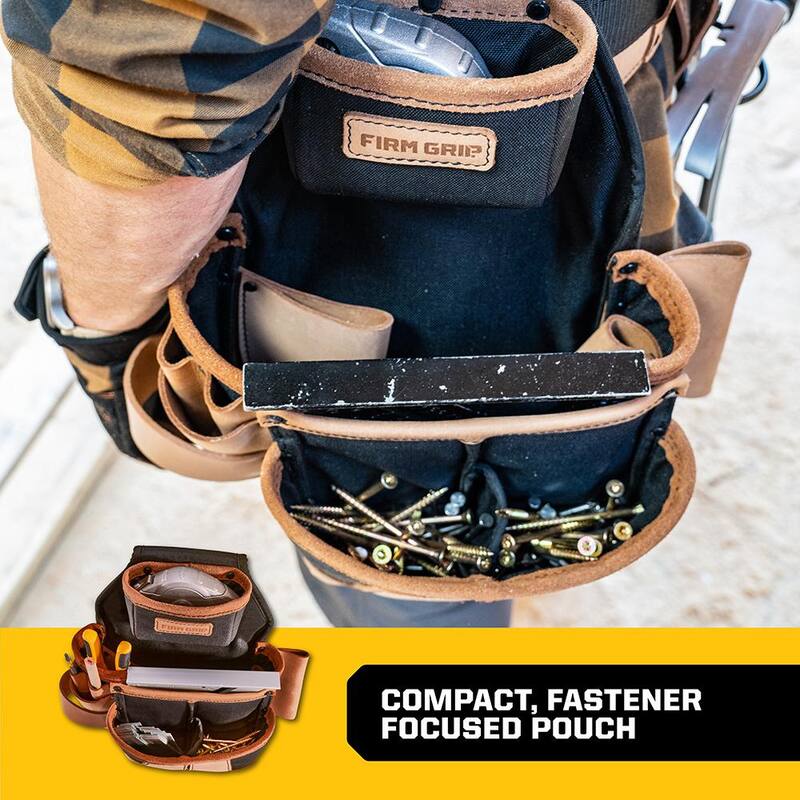 FIRM GRIP Build-A-Rig Hybrid Leather/Nylon Carpenter Fastener Pouch - 1FG-5500-L