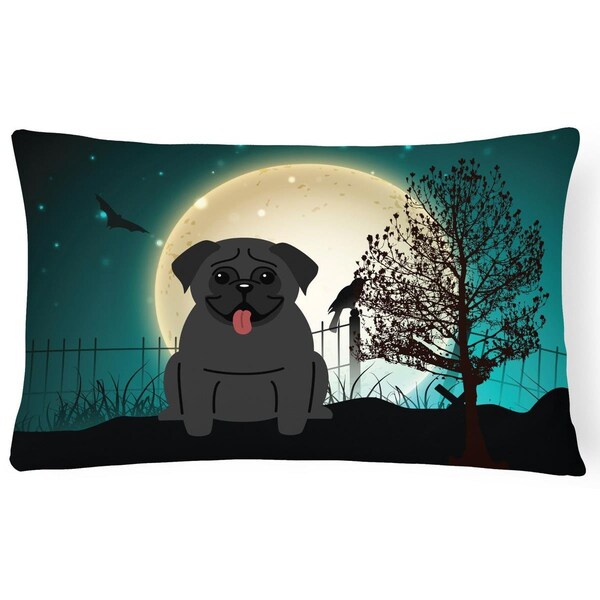 Carolines Treasures Halloween Scary Pug Black Canvas Fabric Decorative Pillow - BB2196PW1216
