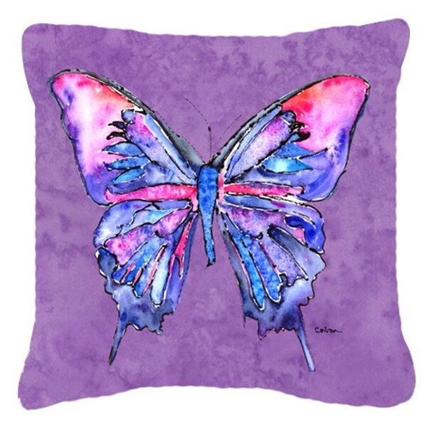 Carolines Treasures Carolines Treasures 8860PW1414 Butterfly On Purple Indoor & Outdoor Fabric Decorative Pillow - 8860PW1414