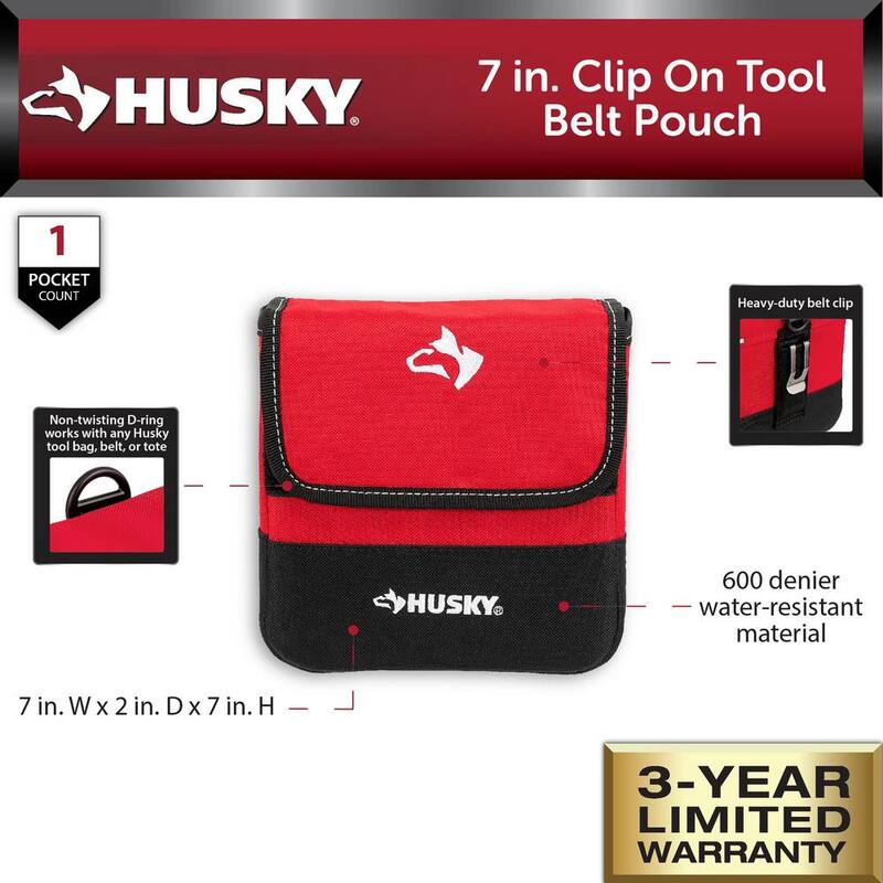 Husky 7 in. Clip On Tool Belt Pouch - HD55300-TH