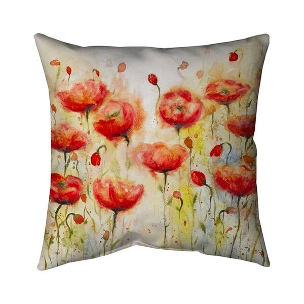 Begin Home Decor 26 x 26 in. Red Flowers Garden-Double Sided Print Indoor Pillow - 5541-2626-FL106