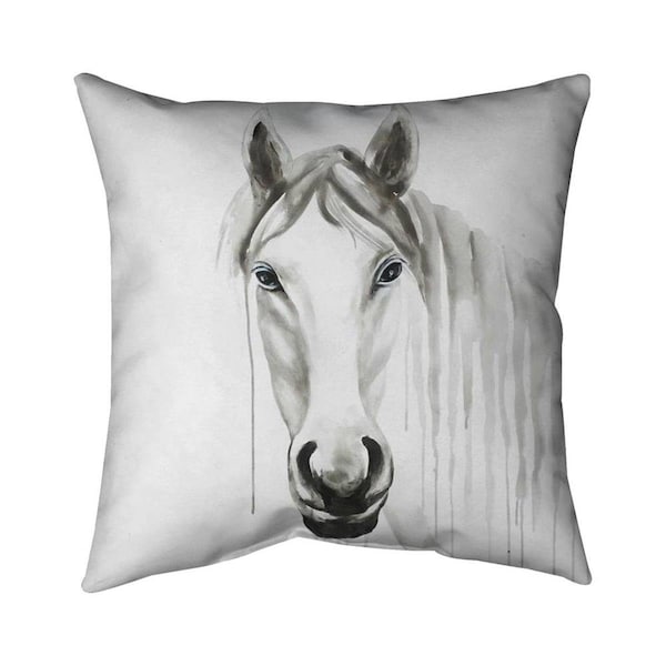 Begin Home Decor 26 x 26 in. Solitary White Horse-Double Sided Print Indoor Pillow - 5541-2626-AN249