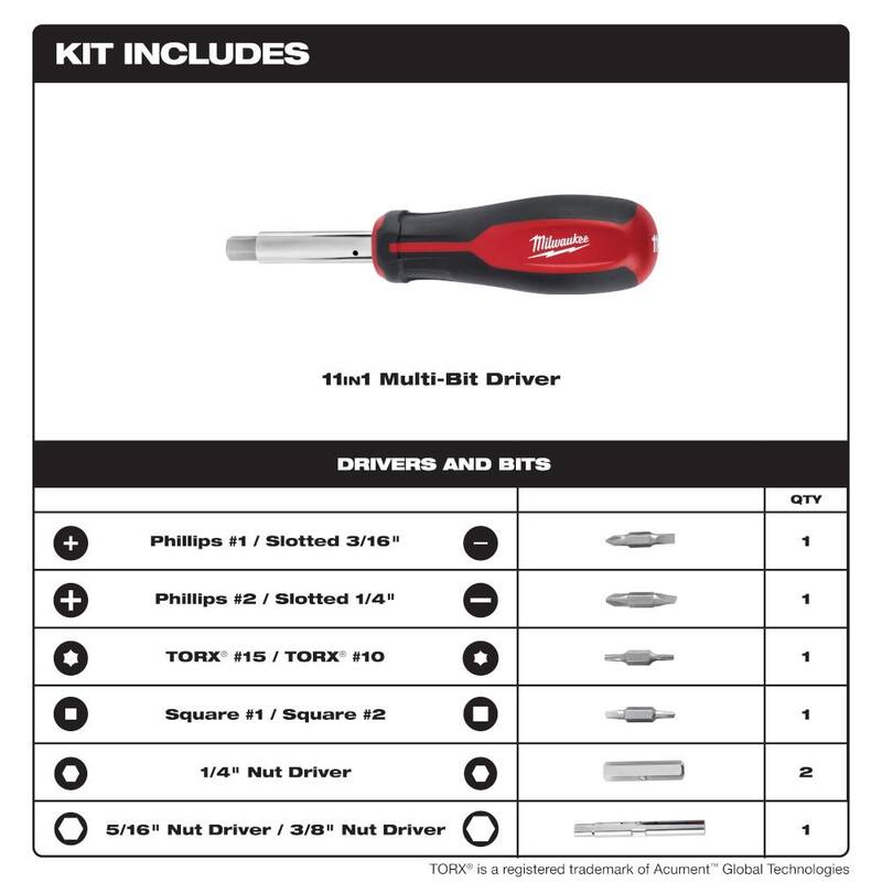 Milwaukee 15-Pocket Electricians Tool Pouch/Holster with Quick Adjust Belt and 11-in-1 Multi-Tip Screwdriver - 48-22-8112-48-22-2761