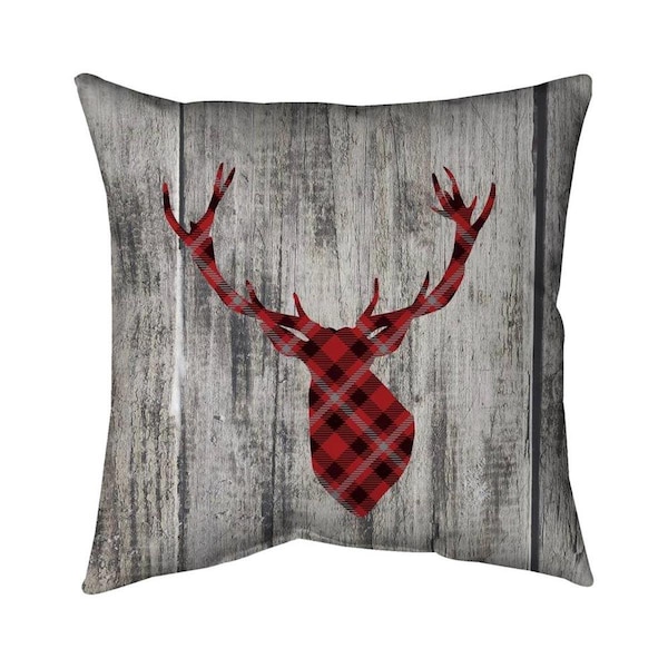 Begin Home Decor 26 x 26 in. Wood & Deer-Double Sided Print Indoor Pillow - 5541-2626-HO16