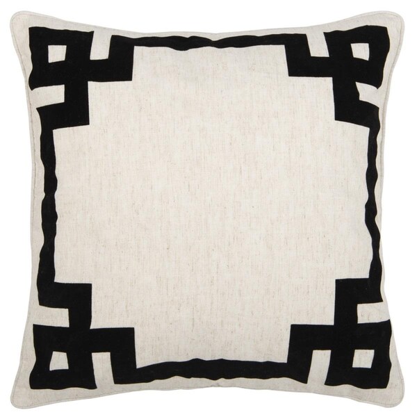 Safavieh 20 x 20 in. Renti Feather Insert Pillow, Beige & Black - PLS7124A-2020