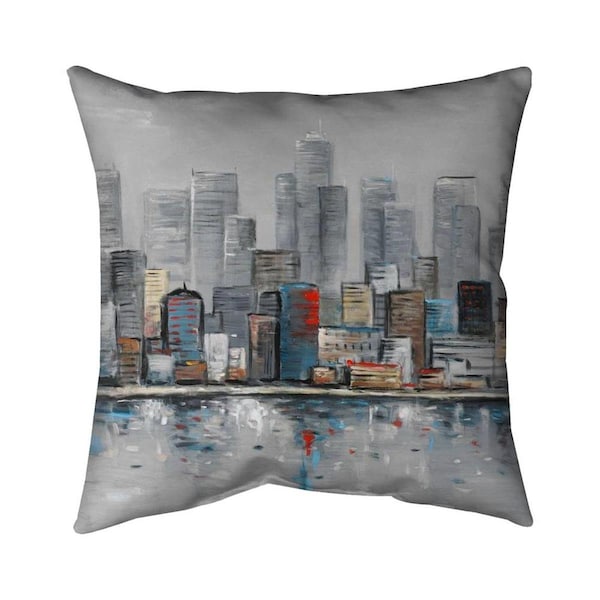 Begin Home Decor 20 x 20 in. Abstract City Skyline-Double Sided Print Indoor Pillow - 5541-2020-CI299