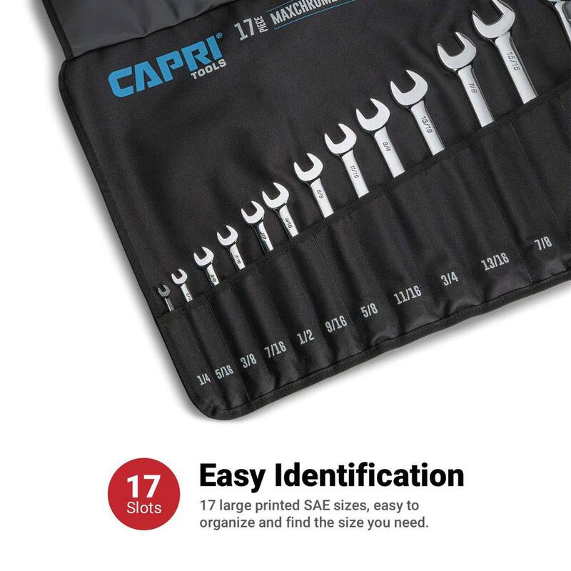 Capri Tools SAE Wrench Roll Up Pouch (17-Pocket) - CP11495-POUCH