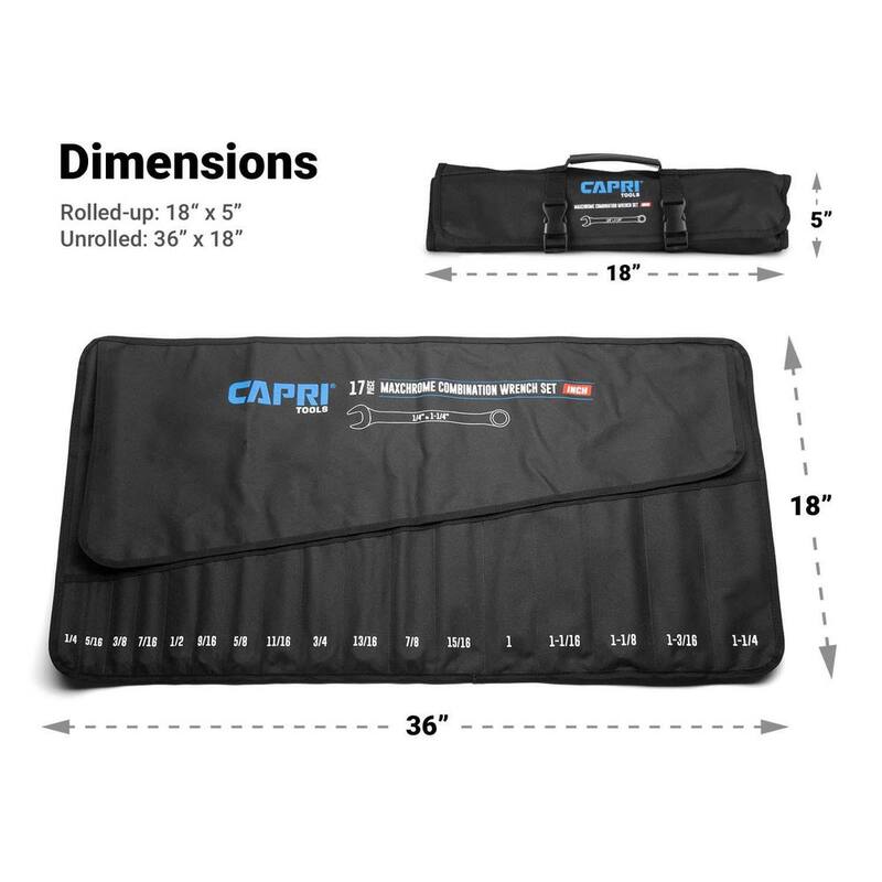 Capri Tools SAE Wrench Roll Up Pouch (17-Pocket) - CP11495-POUCH