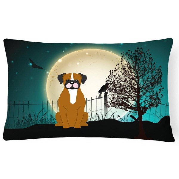 Carolines Treasures Halloween Scary Flashy Fawn Boxer Canvas Fabric Decorative Pillow - BB2306PW1216