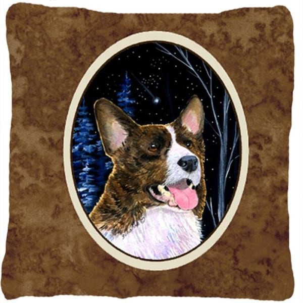 Carolines Treasures Carolines Treasures SS8387PW1414 Starry Night Corgi Decorative Indoor & Outdoor Fabric Pillow - SS8387PW1414