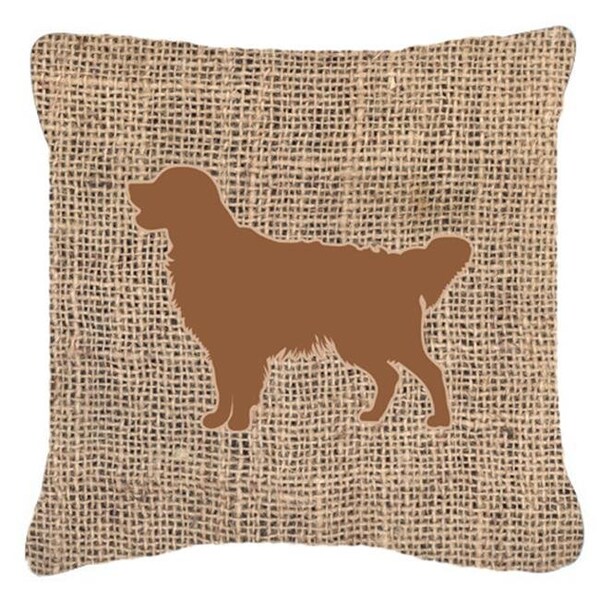 Carolines Treasures Carolines Treasures BB1085-BL-BN-PW1414 Golden Retriever Burlap & Brown Decorative Fabric Pillow - BB1085-BL-BN-PW1414