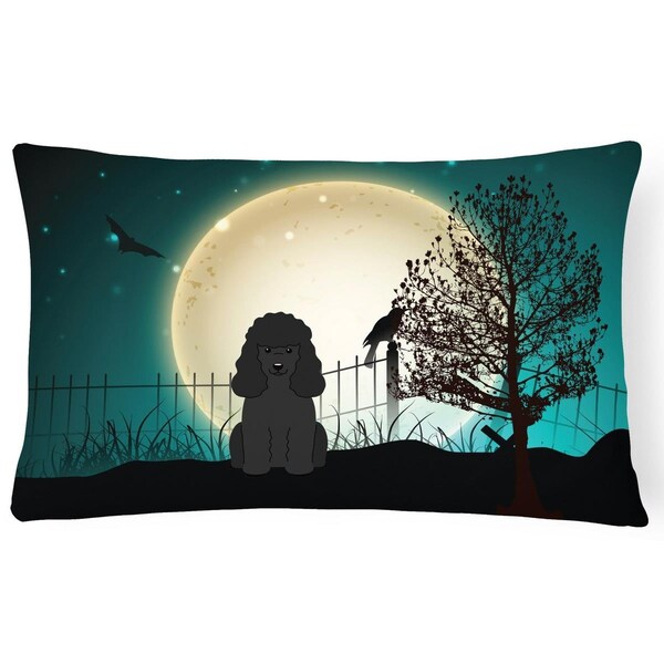 Jensendistributionservices Halloween Scary Poodle Black Canvas Fabric Decorative Pillow - MI2549879