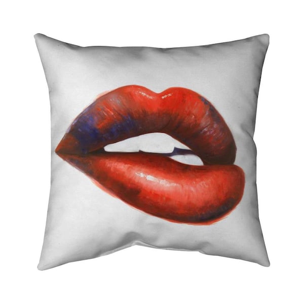 Fondo 26 x 26 in. Beautiful Red Mouth-Double Sided Print Indoor Pillow - FO2776643