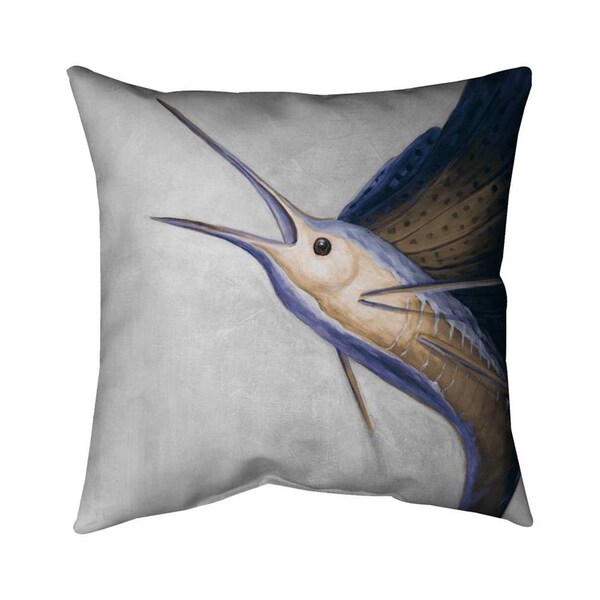 Begin Home Decor 20 x 20 in. Gold Swordfish-Double Sided Print Indoor Pillow - 5541-2020-AN156-1