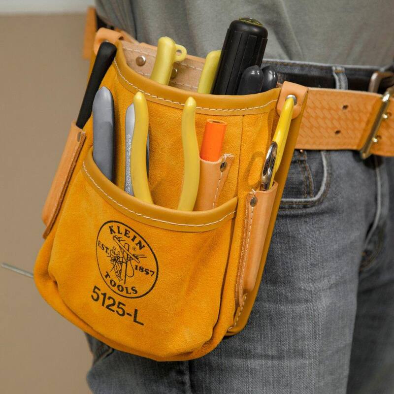 Klein Tools Pocket Tool Pouch with Tape Thong, Leather - 5125L
