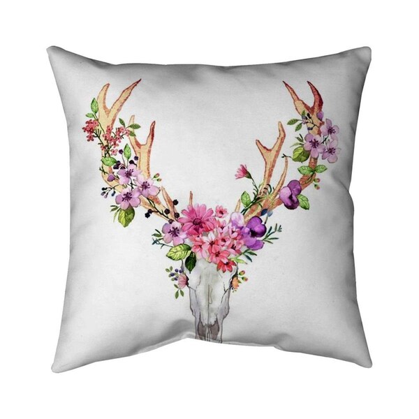 Fondo 20 x 20 in. Deer Skull with Flowers-Double Sided Print Indoor Pillow - FO2794325
