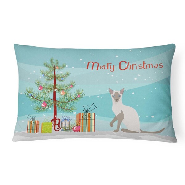 Carolines Treasures Carolines Treasures CK4792PW1216 12 x 3 x 16 in. Siamese Modern Cat Merry Christmas Canvas Fabric Decorative Pillow - CK4792PW1216
