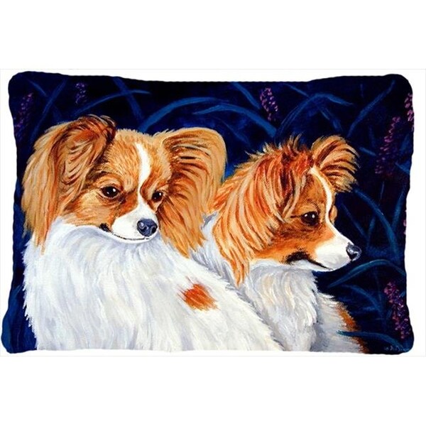 Carolines Treasures Carolines Treasures 7241PW1216 12 x 16 in. Papillon Decorative Indoor & Outdoor Fabric Pillow - 7241PW1216