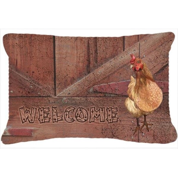 Carolines Treasures Carolines Treasures SB3075PW1216 Welcome Chicken Indoor & Outdoor Fabric Decorative Pillow - SB3075PW1216