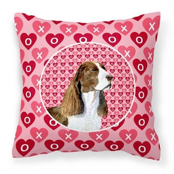 Carolines Treasures Carolines Treasures SS4513PW1414 Springer Spaniel Hearts Love Valentines Day Fabric Decorative Pillow; 14 x 3 x 14 in. - SS4513PW1414