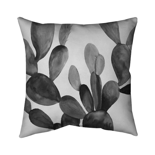 Fondo 20 x 20 in. Greyscale Cactus-Double Sided Print Indoor Pillow - FO2793040