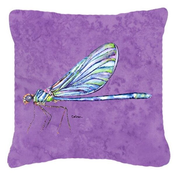 Carolines Treasures Carolines Treasures 8865PW1414 Dragonfly On Purple Indoor & Outdoor Fabric Decorative Pillow - 8865PW1414