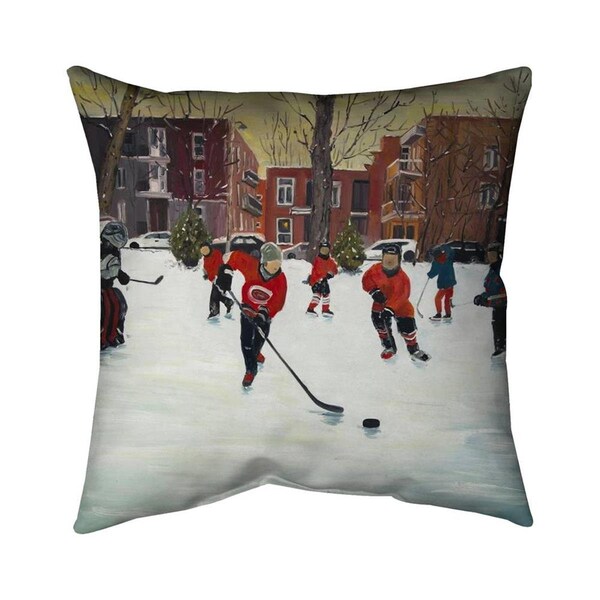 Begin Home Decor 26 x 26 in. Young Hockey Players-Double Sided Print Indoor Pillow - 5541-2626-SP67