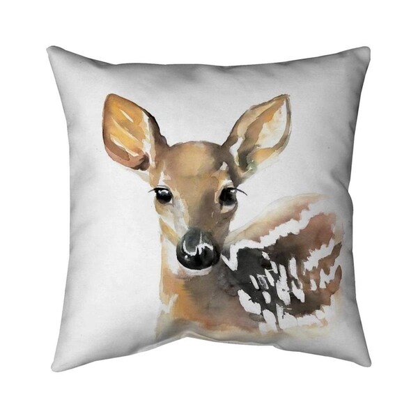 Fondo 20 x 20 in. Watercolor Fawn Face-Double Sided Print Indoor Pillow - FO2773769