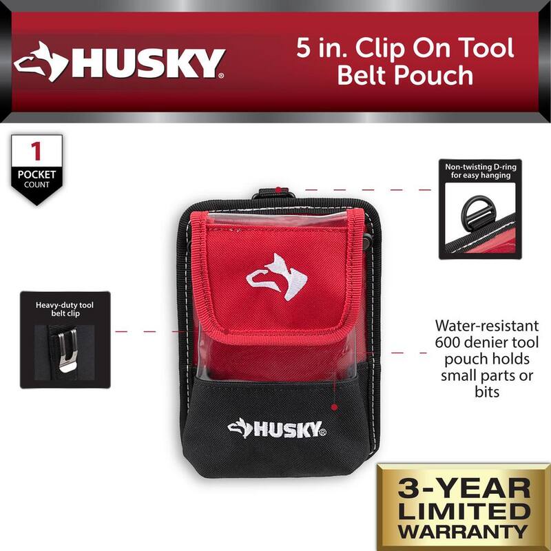 Husky 5 in. Clip On Tool Belt Pouch - HD50700-TH