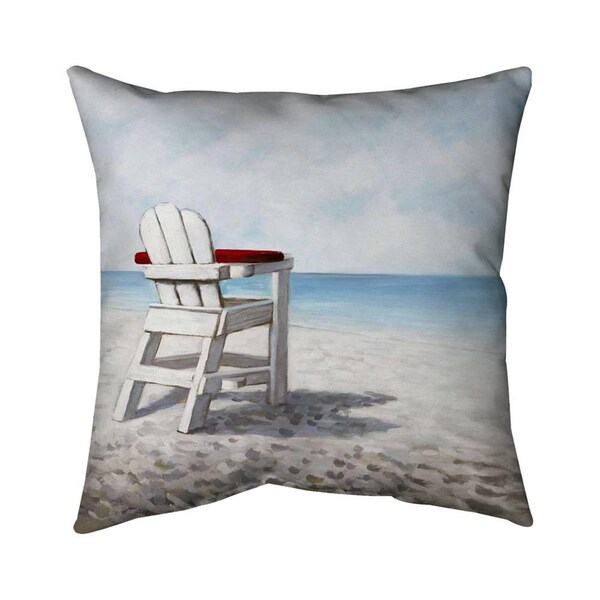 Begin Home Decor 20 x 20 in. White Beach Chair-Double Sided Print Indoor Pillow - 5541-2020-CO25