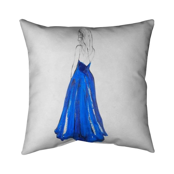 Begin Home Decor 26 x 26 in. Lady In Blue-Double Sided Print Indoor Pillow - 5541-2626-FA23