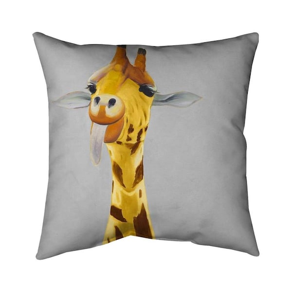 Fondo 20 x 20 in. Funny Giraffe Face-Double Sided Print Indoor Pillow - FO2794510