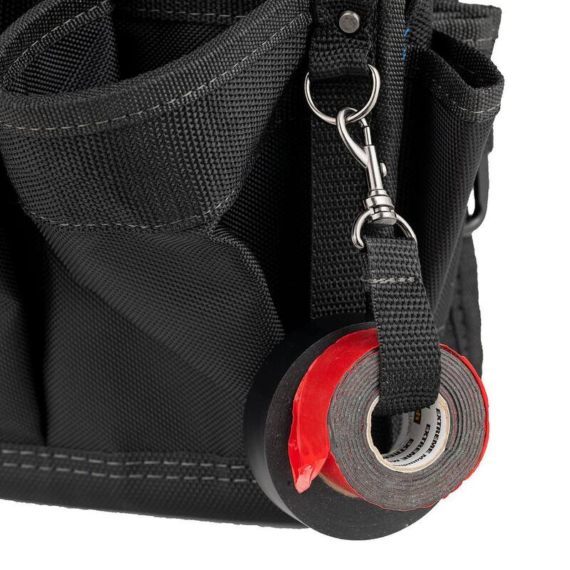 DEAD ON TOOLS 11 in. 14-Pocket Electricians Professional Tool Belt Pouch with Hammer Loop and Tape Measure Holder in Black - HDP222496