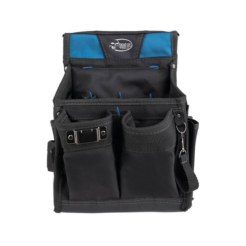DEAD ON TOOLS 11 in. 14-Pocket Electricians Professional Tool Belt Pouch with Hammer Loop and Tape Measure Holder in Black - HDP222496