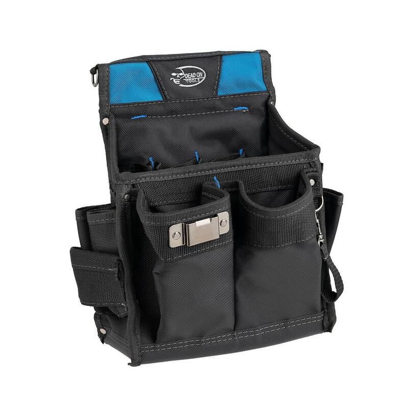 DEAD ON TOOLS 11 in. 14-Pocket Electricians Professional Tool Belt Pouch with Hammer Loop and Tape Measure Holder in Black - HDP222496