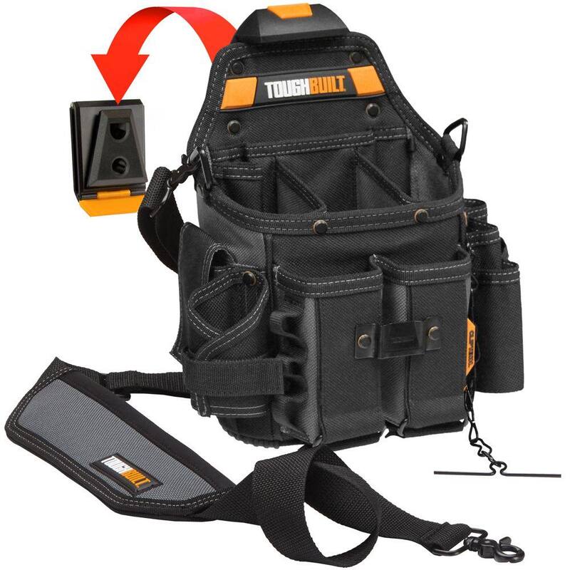 TOUGHBUILT Journeyman Electrician Pouch + Shoulder Strap in Black, with ClipTech Hub, 21-pockets and rugged 6-layer construction - TB-CT-114