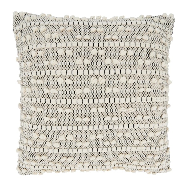 Saro 18 in. Moroccan Design Square Throw Pillow with Poly Filling, Natural - 2901.N18SP