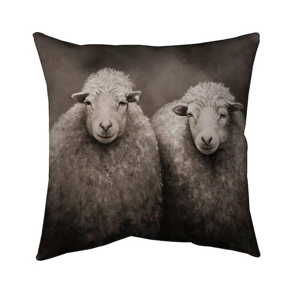Begin Home Decor 26 x 26 in. Sheep Sepia-Double Sided Print Indoor Pillow - 5541-2626-AN212-1