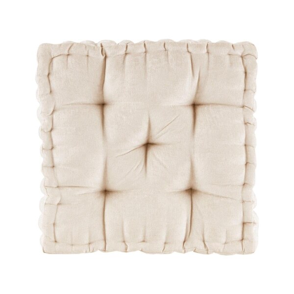 Intelligent Design 20 x 20 in. Poly Chenille Square Floor Pillow Cushion - Ivory - ID31-1525
