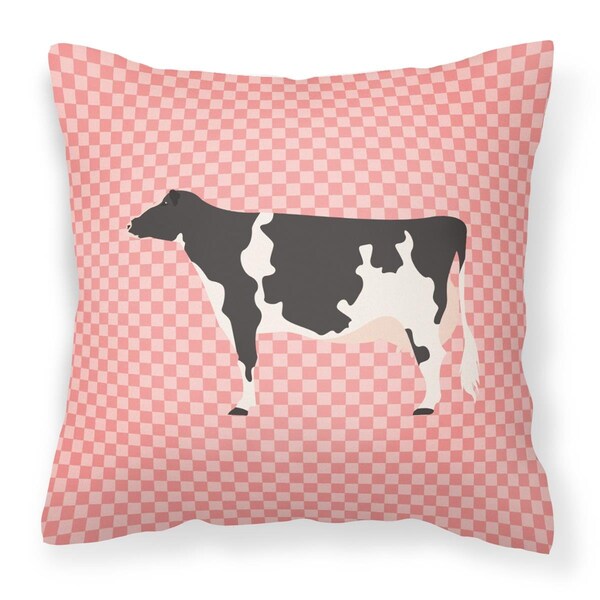 Jensendistributionservices Holstein Cow Pink Check Fabric Decorative Pillow, 18 x 18 in. - MI2550822