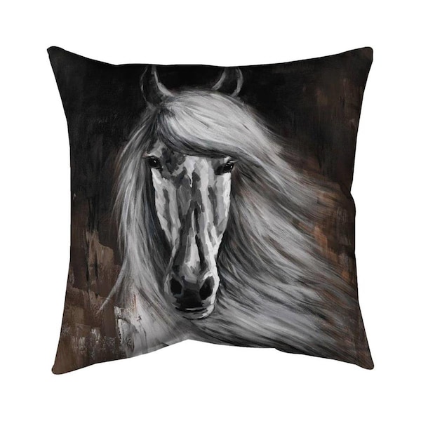 Fondo 26 x 26 in. White Horse-Double Sided Print Indoor Pillow - FO2775298