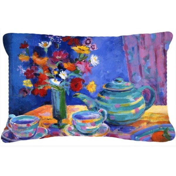 Carolines Treasures Carolines Treasures HWH0010PW1216 Blue Tea by Wendy Hoile Fabric Decorative Pillow - HWH0010PW1216